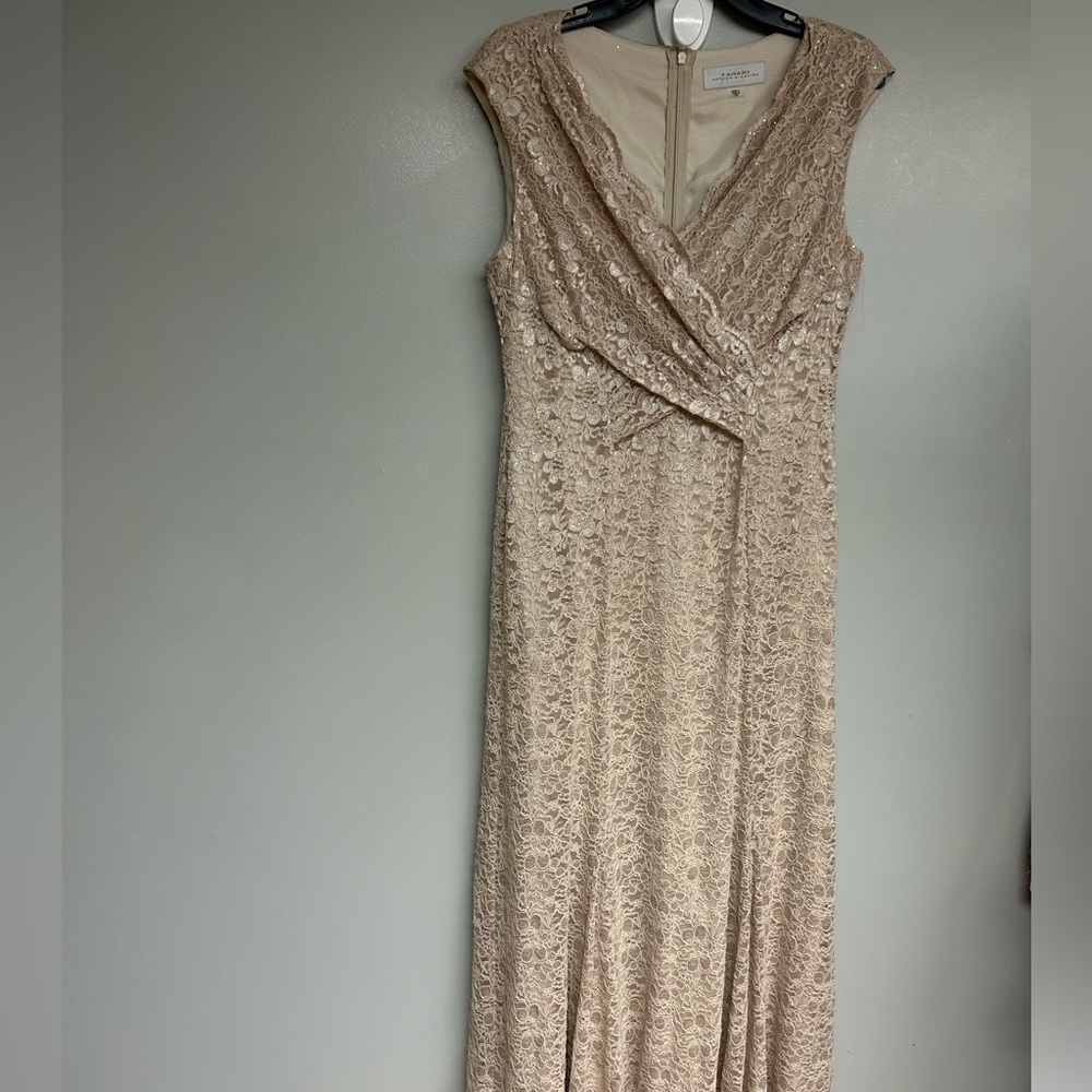 Size 10 TAHARI Champagne color evening gown